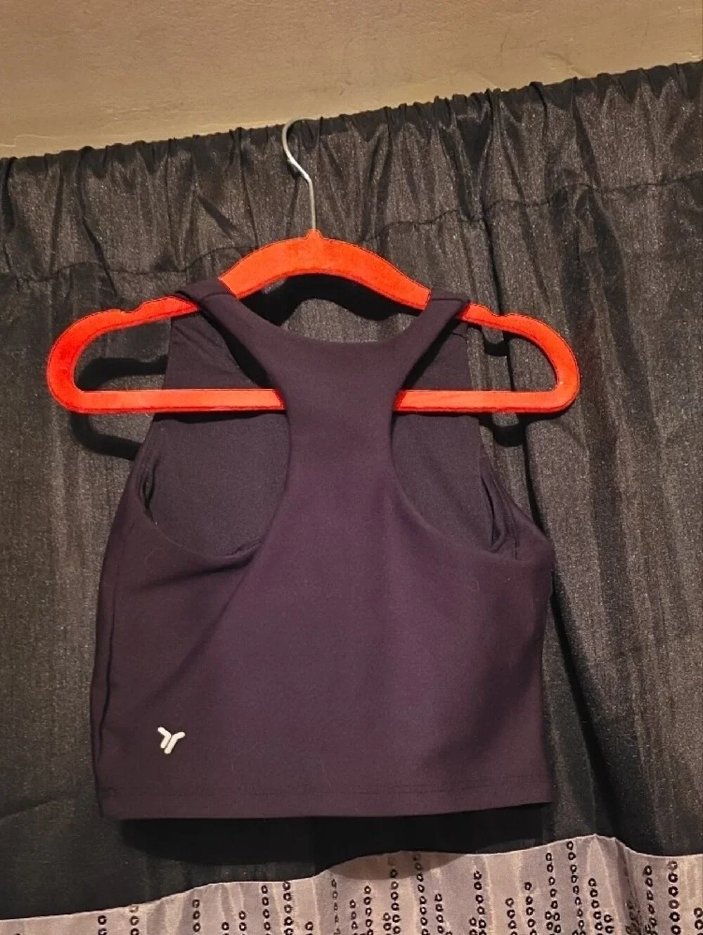 Old Navy Black Tank Top with Blue Rhinestone CHEER